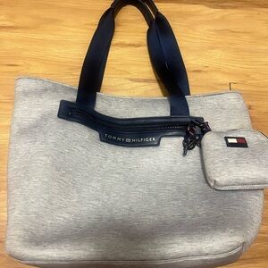 Tommy Hilfiger Gray Tote with Navy Accents